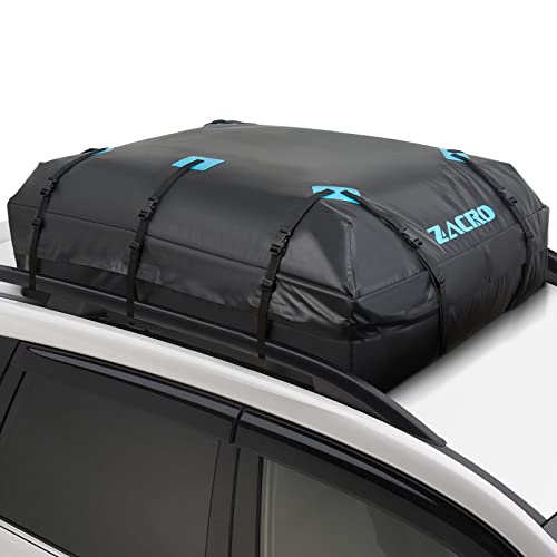 Zacro Car Roof Bag Waterproof - 20 Cubic Feet Roof Box with Anti-Slip Mat & Luggage Lock for Vehicle with/without Rack - Rooftop Cargo Carrier Bags with 10 Reinforced Straps, 6 Door Hooks, Storage Bag