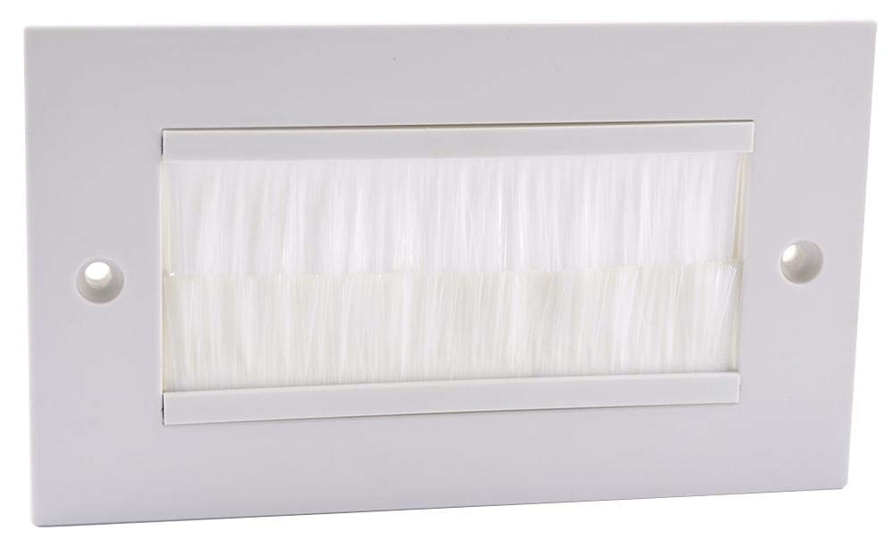 Pro Signal PSG3277 2‑Gang Faceplate with White Brush Insert – White