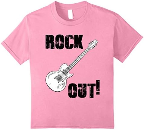 unisex-child Rock Out Guitar Pick Strings Band T-shirt Kids Boys Girls  10 Pink