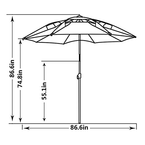 Portable Sun Shade slant Umbrella, DoerDo 2.4m Width Free Airflow 360 Degree Inclined All Direction For All-Weather, With Floor Insert Tool, Heat Insulation, Antiultraviolet - 2.4m - Thumbnail 5