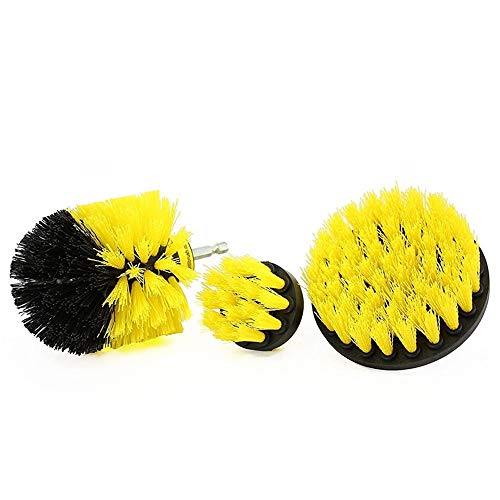 Makeupstore 3 Piece Brush Cleaning Supplies -Bathroom Accessories -Drill Brush - Grout Cleaner -Sink -Bathtub -Bath Mat -Shower Cleaner -Glass Cleaner -Shower Doors -Hot Tub -Scrub Brush (Yellow)