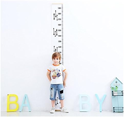 YIISUN Wall Hanging Wooden Growth Chart Ruler for Kids canvas Wood Height Chart 79''x7.9''