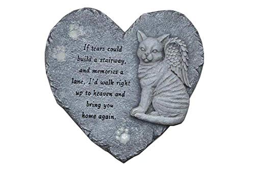 G-mart Garden Cat Memorial Painted Polystone :Love Heart Shape Stepping Stone and Wall Plaque, The Paws Glow in The Dark - 12”W x 1”D x 12”H - Thumbnail 5