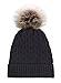 Arctic Paw Sherpa Lined Knit Faux Fur Pom Pom Beanie,Black