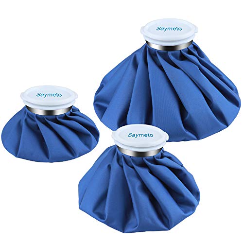Ice Bag Packs, Saymeto Reusable Ice Bag for Injuries, Hot & Cold Therapy for Migraines, Pain Relief, Other Neurological Issues, and Bone Problems, 3-Pack, 3 Sizes (6"/9"/11")