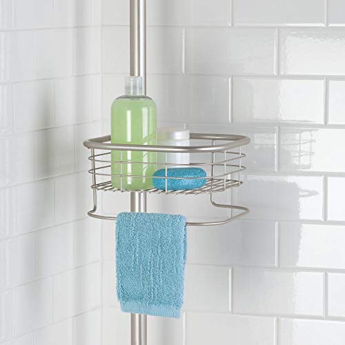 mDesign Metal Bathroom Shower Storage Constant Tension Pole Caddy Adjustable Height 4