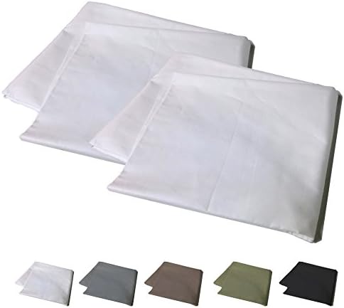 Standard Pillowcase Set of 2 Pillow Covers, 400 Thread Count, 100% Long Staple Brushed Cotton, White