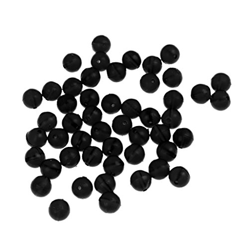 Dovewill 50 Pieces Round Soft Rubber Beads Carp Fishing Beans Rig Accessory Tackle - Black, as described