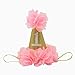 BOROKIN Baby Girl First Birthday Hat Princess 1 St Cake Smash Party Crown Gold Chiffon Flower Headband Pink