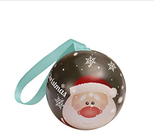 Christmas Candy Box Bag Container Jar Cookie Suitcase Round Ball Shaped Treat Boxes with Lid Present Packaging for Festival Holiday New Year (Santa Claus, Medium)