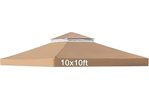 ShowyLive 10x10 Canopy Replacement Top - Gazebo Replacement Canopy, Replacement Canopy Top 10x10 Khaki