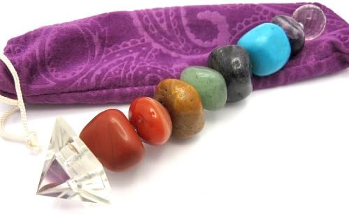 Chakra Gemstone Wand with Blue Pouch