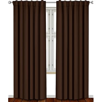 Utopia Bedding Blackout Room Darkening and Thermal Insulating Window Curtains/Panels/Drapes - 2 Panels Set - 7 Back Loops per Panel - 2 Tie Backs Included (Chocolate, 52 x 84)