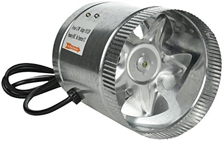 HiHydro 6" Inline Duct Booster Fan 240 CFM, Low Noise &amp; Extra Long 5.5' Grounded Power Cord (6"/240CFM)
