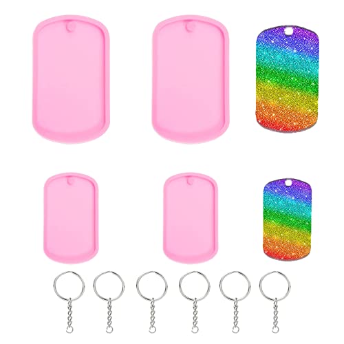 ICEYLI Pcs Dog Tag Necklace Silicone Keychain Mold Epoxy Molds