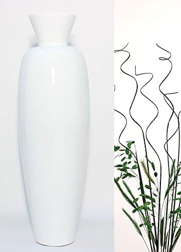 Green Floral Crafts GreenFloralCrafts 27" Tall Asian Vase - Lacquer Solid White &amp; DIY Natural Branches Kit
