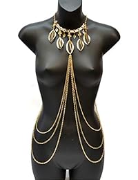Gold Body Chain & Statement Necklace Body Jewelry for Women