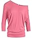 Women's Jersey off the Shoulder Sweater Top Round Scoop Neck, Dusty Rose, Medium