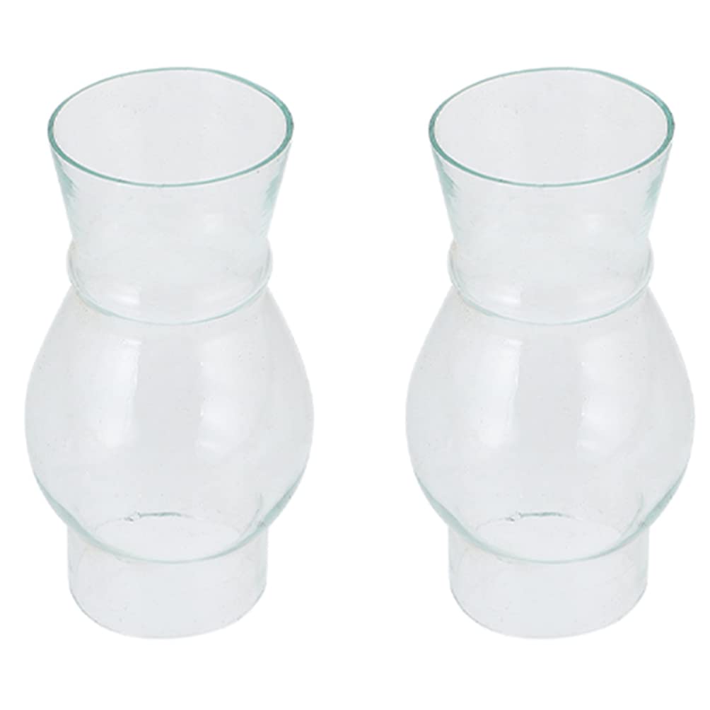 OSALADI 2pcs Glass Lamp Chimney Retro Oil Lamp Chimney Transparent Glass Shade Replacement Oil Light Accessory Cover for Vintage s