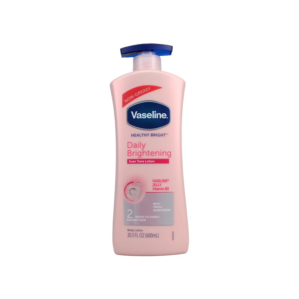 Vaseline Healthy Bright, Daily Brightening Daily Moisturizer, 600 ml, for Glowing Skin, with Vitamin B3, Visibly Radiant Skin in 2 Weeks, Lightweight, Non-sticky, Non-Oily Body Lotion, for Dry Skin