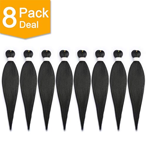 BeautyGrace 8 Packs 30 inch Pre-stretched E Z Braiding Hair Professional Perm Yaki Synthetic Hair Braids-Hot Water Setting-Itch Free (30" 8 Pack, 1b)