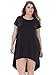 Clothink Women Black Short Sleeve Plus Size High Low Dress
