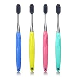 Harmony Life Toothbrush Bamboo Charcoal Soft Bristles Brushes for Youth Adult, 4 Count