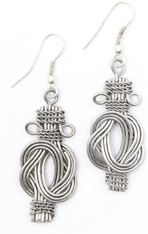 Brass Buddha Knot Earrings Silver Tone