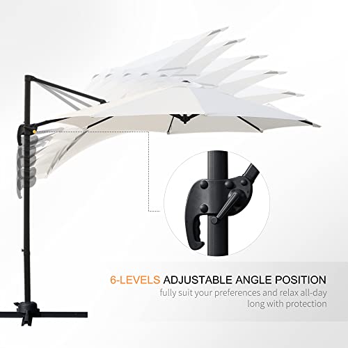 Outsunny 10' Patio Umbrella Outdoor Cantilever Offset Umbrella Hanging