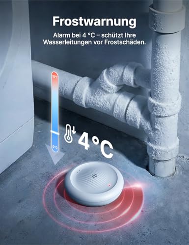 X-Sense Set of 3 WiFi Water Detectors with Frost Warning, Low Temperature Detector, Smart Sensor with App Notifications, for Kitchen, Bathroom and Basement, Compatible with the X-SENSE Home Security App, SWS0B