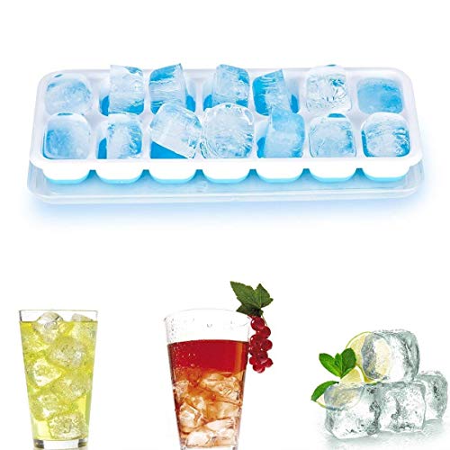 Queta Eiswürfelformen, 4 Stücke Eiswürfelform Mit Deckel Eiswürfelschale 14 Fach Eiswürfel Box Eiswürfelschale LFGB… – Bild 4