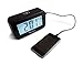 Travelwey Night-Time Digital Alarm Clock for Bedrooms, Visible at Night, Snooze, Temperature, Date, Two USB Charging Ports, Black
