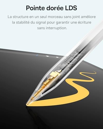 【1:1 Original】Baseus Stylo Compatible avec iPad 2018-2025, Jumelage Sans Fil, 32 Fonctions Personnalisables, 17h de Batterie, Pencil pour iPad 6/7/8/9/10, iPad Pro 11“/12.9“/13“, Air 3/4/5/6, Mini 5/6