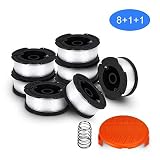 SUERW Line String Trimmer Replacement Spool, [10-Pack] 30ft 0.065" Replacement Autofeed Spool for Black+Decker String Trimmer [8 Replacement Line + 1 x Replacement Cap +1 x Replacement Spool Spring]