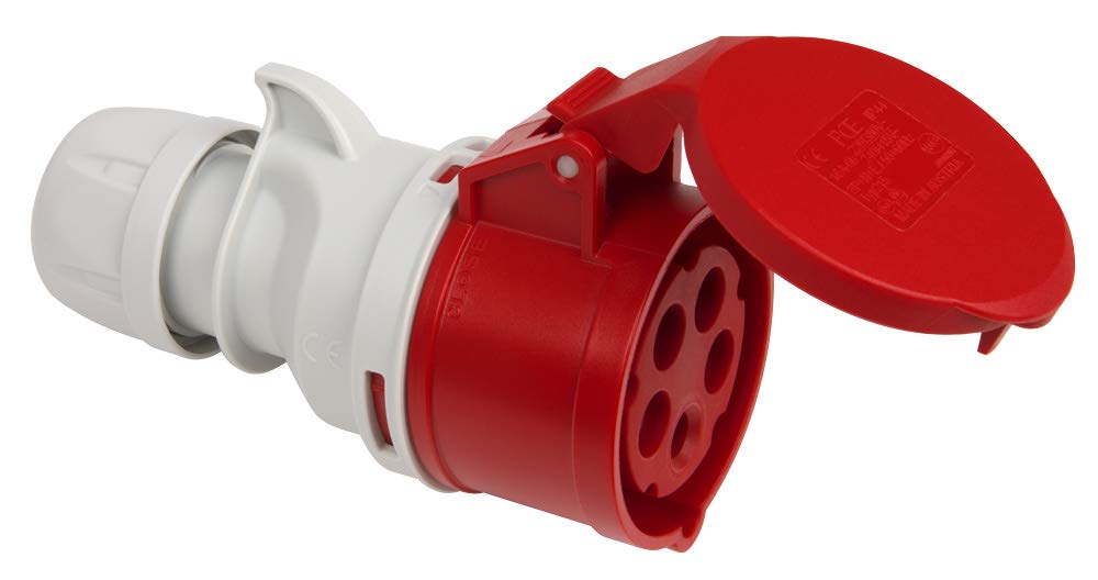 CEE connector with hinged lid