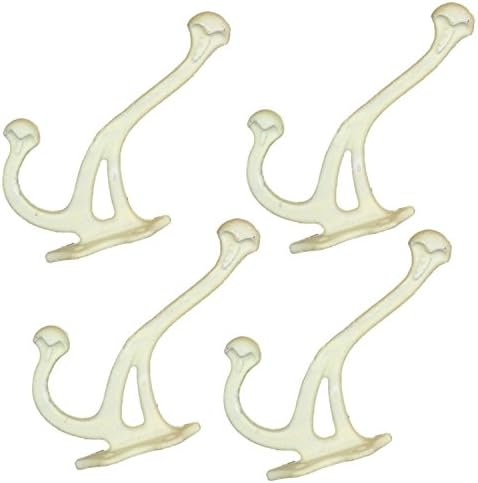 Cast Iron Coat Hooks - Set of 4 - Old Cloak Room Design - Painted White - Can Be Repainted