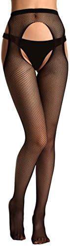 DittyandVibe Womens Stretchy Mesh Net Pantyhose Suspender Stockings Fishnet Tights