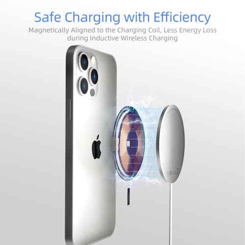 Magnetic Wireless Charger Fast Charging Pad: USB C Ultra Slim with Cable - Compatible with Apple MagSafe Devices - iPhone 13/12/Pro/Pro Max/Mini Airpods Pro - Qi Enabled Devices - Samsung Galaxy Note