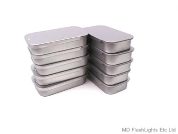 10 x unlinierte SILBER MICRO Klappvisier Deckel Bushcraft Vorratsdosen, Überlebensset Survival Kits, Home Aufbewahrung