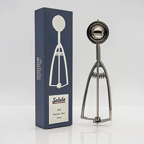 Solula Professional 18/8 Stainless Steel Medium Cookie Scoop, 2-YEAR Warranty