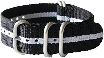 23mm 5Ring 11" 29cm Diver Watch ZULU Strap for Luminox [5Ring_23mm_Black/White_Stainless]