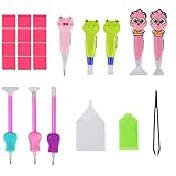 Perzodo 26 Pieces LED 5D Diamond Painting Pen Cross Stitch Tool Set with Plastic Drill Pen with Light, Tweezers, Plastic Tray and Clay Diamond Embroidery Kit for DIY Art Craft
