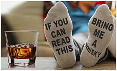 ALNDA If You Can Read This Bring Me Whisky Remote Wine Socks Christmas Novelty Gifts Unisex Funny Socks (Whisky)