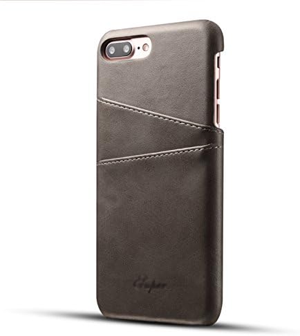 iphone 8plus grey case PU leather back over with Credit Card holder protective cell Lunazoe