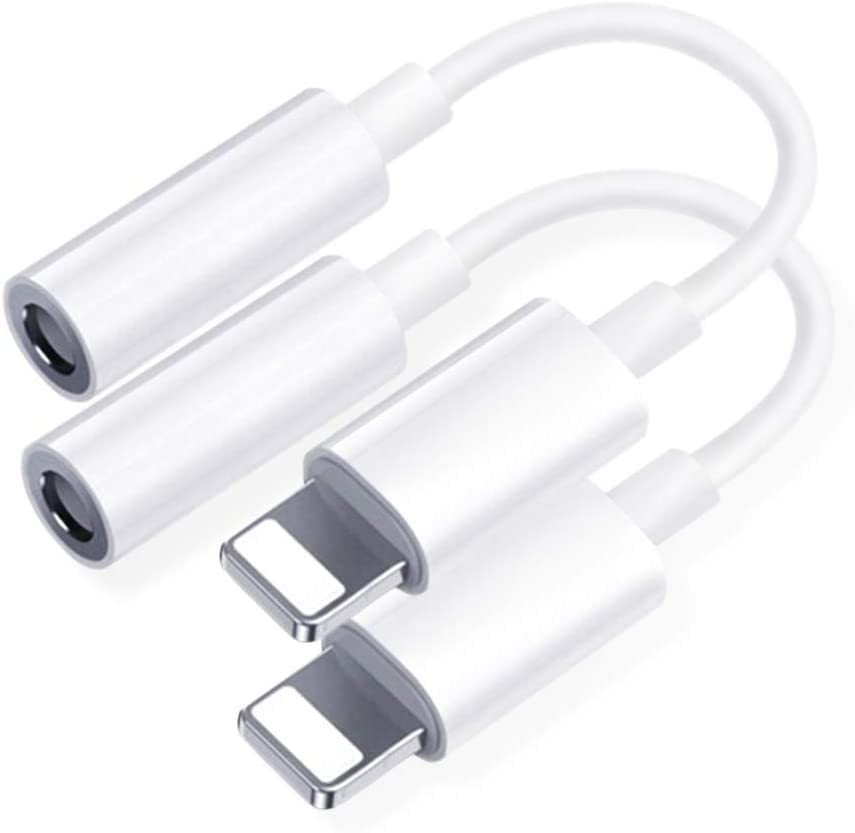 Tec-Digi Compatible With iPhone to 3.5 mm Headphone Jack Adapter Compatible with all iPhones including 8/8 Plus/X/Xr/Xs/7/7 Plus,Support iOS 11,10.3 and More – White