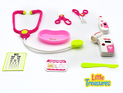 Doctor Medical Play Set- for preschoolers lots of medical accessories such as stethoscope, medical scissors and tray, scalpel, battery operated thermometer and pulse checker plus more - Thumbnail 2