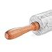 Flexzion White Marble Rolling Pin, 10-inch with Wooden Handle and Holder Base Stand, Marble Rolling Pin for Baking Pastry Pizza Dough Roller Fondant Cookie Pie Crust Pasta Bakery Roller Pin