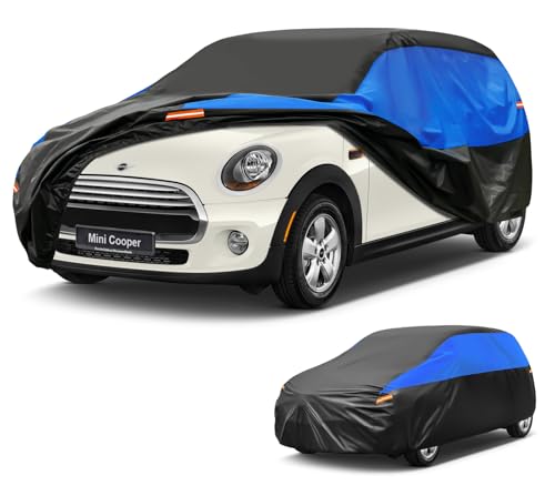 GUNHYI Breathable Waterproof Car Cover, Cover for Cars Mini Cooper 2door F56 F57 F66 J01 R52, Black Blue Canvas Full Garage Car for Rain Dust Protection.