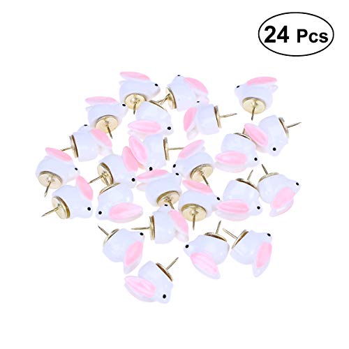 PatyHoll 24 Pcs Thumbtacks Adorable Cartoon Bunny Wall Push Pin Plastic Drawing for Maps Display Board Calendar - Thumbnail 6
