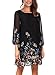 DJT Women's Floral Pattern 3/4 Sleeve Loose Fit Chiffon Tunic Dress
